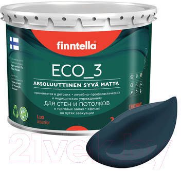 Краска Finntella Eco 3 Wash and Clean Yo / F-08-1-3-LG257 (2.7л, глубокоматовый)