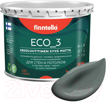 Краска Finntella Eco 3 Wash and Clean Salvia / F-08-1-3-LG263 (2.7л, глубокоматовый)