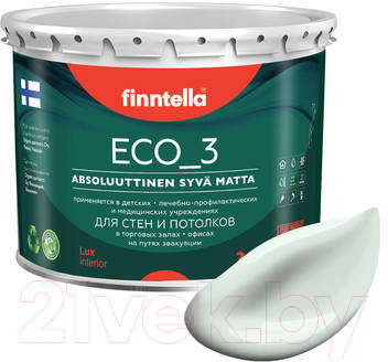 Краска Finntella Eco 3 Wash and Clean Hopea / F-08-1-3-LG282 (2.7л, светло-серый, глубокоматовый)