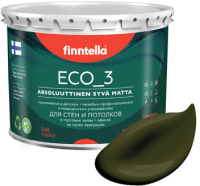 Краска Finntella Eco 3 Wash and Clean Kombu / F-08-1-3-LG72 (2.7л, буро-зеленый, глубокоматовый) - 
