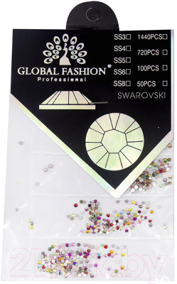 Стразы для ногтей Global Fashion Кристалл Swarovski SS3  (720шт, цветной)