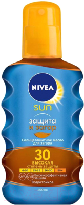 Масло для загара Nivea Sun защита и загар SPF30 (200мл)