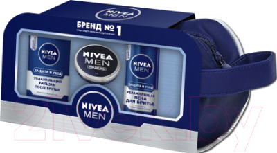 Набор косметики для бритья Nivea Men Защита и уход крем д/лица+бальзам п/бритья+пена д/бритья