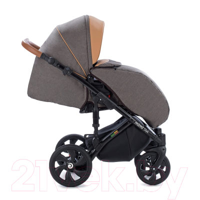 Детская универсальная коляска Tutis Mimi Style 3 в 1  (324/лен капучино/кожа бежевая)