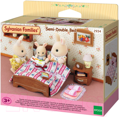 Комплект аксессуаров для кукольного домика Sylvanian Families Большая кровать и тумбочка / 5019