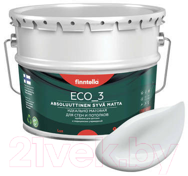 Краска Finntella Eco 3 Wash and Clean Platinum / F-08-1-9-LG164 (9л, бело-серый, глубокоматовый)