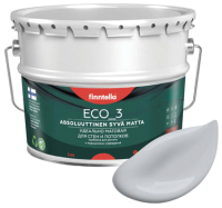 Краска Finntella Eco 3 Wash and Clean Tuuli / F-08-1-9-LG166 (9л, серый, глубокоматовый) - 