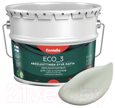 Краска Finntella Eco 3 Wash and Clean Akaatti / F-08-1-9-LG169 (9л, глубокоматовый)