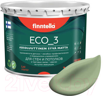 Краска Finntella Eco 3 Wash and Clean Sypressi / F-08-1-3-LG91 (2.7л, глубокоматовый)