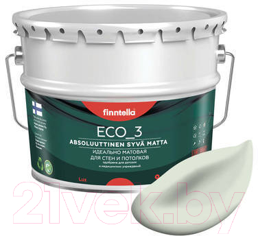 Краска Finntella Eco 3 Wash and Clean Minttu / F-08-1-9-FL028 (9л, светло-зеленый, глубокоматовый)