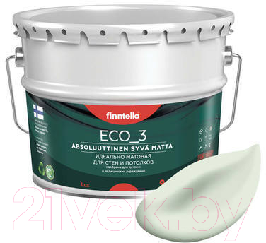 Краска Finntella Eco 3 Wash and Clean Kalpea / F-08-1-9-FL029 (9л, бледно-зеленый, глубокоматовый)
