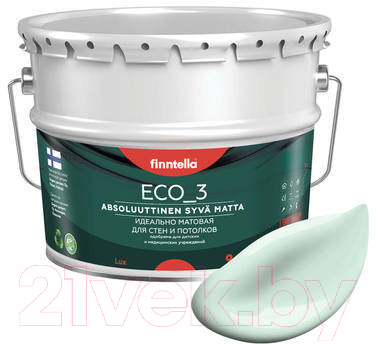 Краска Finntella Eco 3 Wash and Clean Lintu / F-08-1-9-FL040 (9л, бледно-бирюзовый, глубокоматовый)