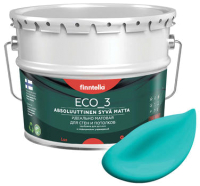 Краска Finntella Eco 3 Wash and Clean Akvamariini / F-08-1-9-FL133 (9л, бирюзовый, глубокоматовый) - 