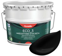 Краска Finntella Eco 3 Wash and Clean Musta / F-08-1-9-FL135 (9л, черный, глубокоматовый) - 