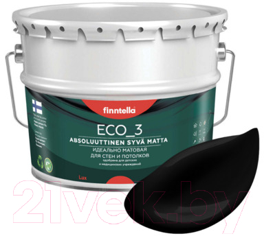 Краска Finntella Eco 3 Wash and Clean Musta / F-08-1-9-FL135 (9л, черный, глубокоматовый)