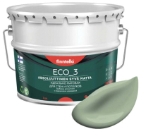 Краска Finntella Eco 3 Wash and Clean Pastellivihrea / F-08-1-9-LG138 (9л, светло-зеленый хаки, глубокоматовый) - 