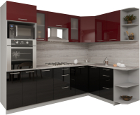 Готовая кухня Интерлиния Мила Gloss 1.68x2.6 правая (бордовый/черный) - 