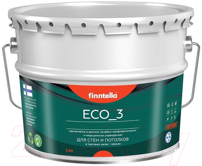 Краска Finntella Eco 3 Wash and Clean Puuvilla / F-08-1-9-LG237 (9л, глубокоматовый)