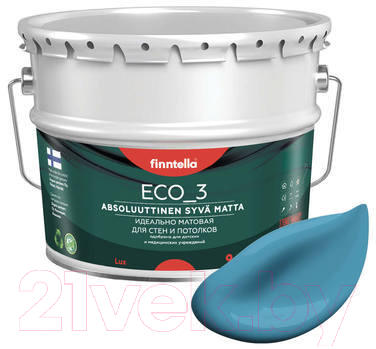 Краска Finntella Eco 3 Wash and Clean Aihio / F-08-1-9-LG254 (9л, глубокоматовый)