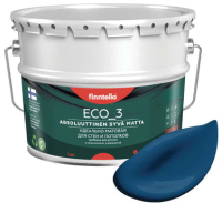 Краска Finntella Eco 3 Wash and Clean Sininen Kuu / F-08-1-9-LG256 (9л, лазурно-синий, глубокоматовый) - 