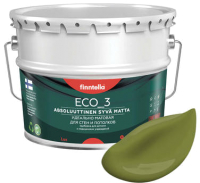 Краска Finntella Eco 3 Wash and Clean Ruoho / F-08-1-9-LG71 (9л, травяной зеленый, глубокоматовый) - 