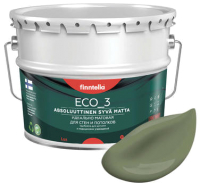Краска Finntella Eco 3 Wash and Clean Oliivi / F-08-1-9-LG80 (9л, темно-зеленый, глубокоматовый) - 