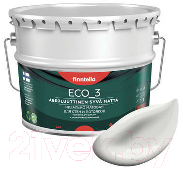 Краска Finntella Eco 3 Wash and Clean Pilvi / F-08-1-9-LG81 (9л, темно-белый, глубокоматовый)