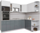Кухонный гарнитур Интерлиния Мила Gloss 1.68x2.4 правая (белый/асфальт) - 