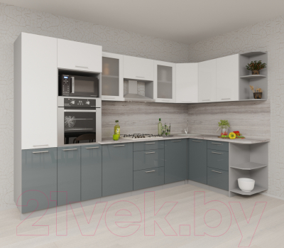 Купить Кухонный гарнитур Интерлиния Мила Gloss 1.68x3.2 правая в Минске
