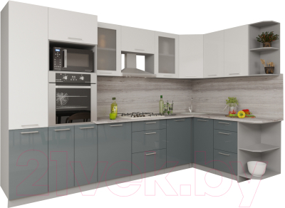 Кухонный гарнитур Интерлиния Мила Gloss 1.68x3.2 правая
