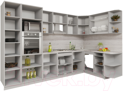 Купить Кухонный гарнитур Интерлиния Мила Gloss 1.68x3.2 правая в Минске