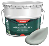 Краска Finntella Eco 3 Wash and Clean Poly / F-08-1-9-LG217 (9л, серо-зеленый, глубокоматовый) - 