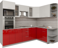 Готовая кухня Интерлиния Мила Gloss 1.68x2.6 правая (белый/красный) - 