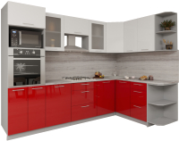 Кухонный гарнитур Интерлиния Мила Gloss 1.68x2.8 правая (белый/красный) - 