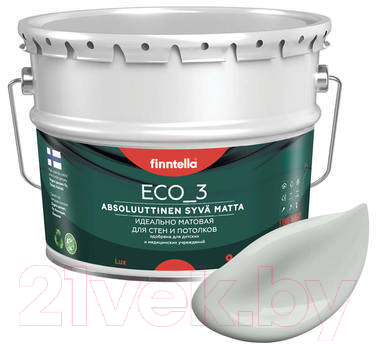 Краска Finntella Eco 3 Wash and Clean Tuhka / F-08-1-9-LG224 (9л, светло-серый, глубокоматовый)