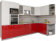 Готовая кухня Интерлиния Мила Gloss 1.68x3.2 правая (белый/красный) - 