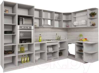 Готовая кухня Интерлиния Мила Gloss 1.68x3.2 правая (бордовый/черный)