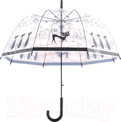 Зонт-трость Мультидом Изящная кошка / FX24-35 (полуавтомат)