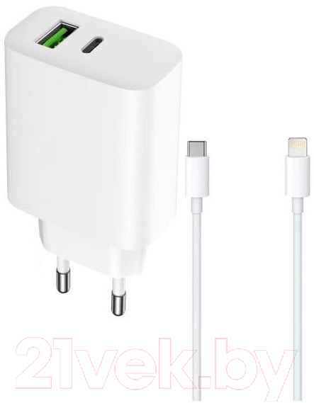 Адаптер питания сетевой Digitalpart WC-2201 USB с кабелем Lightning (белый)