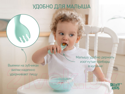 Изображение товара Набор столовых приборов для кормления Roxy-Kids Ложка и вилка / RFD-001-B (голубой)