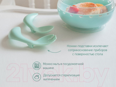 Изображение товара Набор столовых приборов для кормления Roxy-Kids Ложка и вилка / RFD-001-B (голубой)