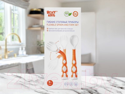 Набор столовых приборов для кормления Roxy-Kids Ложка и вилка / RFD-002-O (оранжевый)