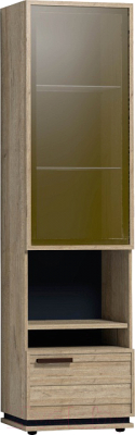 Шкаф-пенал с витриной Глазов Oslo 13 (бетон пайн светлый/черный)