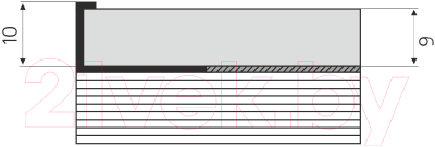 Профиль декоративный Лука Окантовочный L-образный ПК 01.2700.01л 2700x2.4x10 (серебристый)