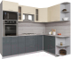 Кухонный гарнитур Интерлиния Мила Gloss 1.68x2.4 правая (ваниль/асфальт) - 