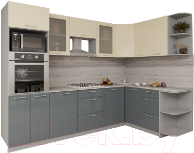 Кухонный гарнитур Интерлиния Мила Gloss 1.68x2.8 правая