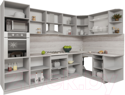 Кухонный гарнитур Интерлиния Мила Gloss 1.68x3.0 правая (ваниль/асфальт)