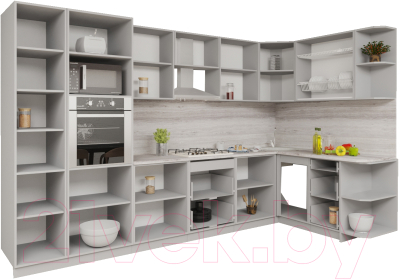 Купить Кухонный гарнитур Интерлиния Мила Gloss 1.68x3.4 правая в Жодино