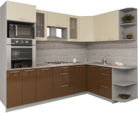 Кухонный гарнитур Интерлиния Мила Gloss 1.68x2.6 правая (ваниль/шоколад) - 