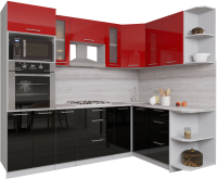 Кухонный гарнитур Интерлиния Мила Gloss 1.68x2.4 правая (красный/черный) - 